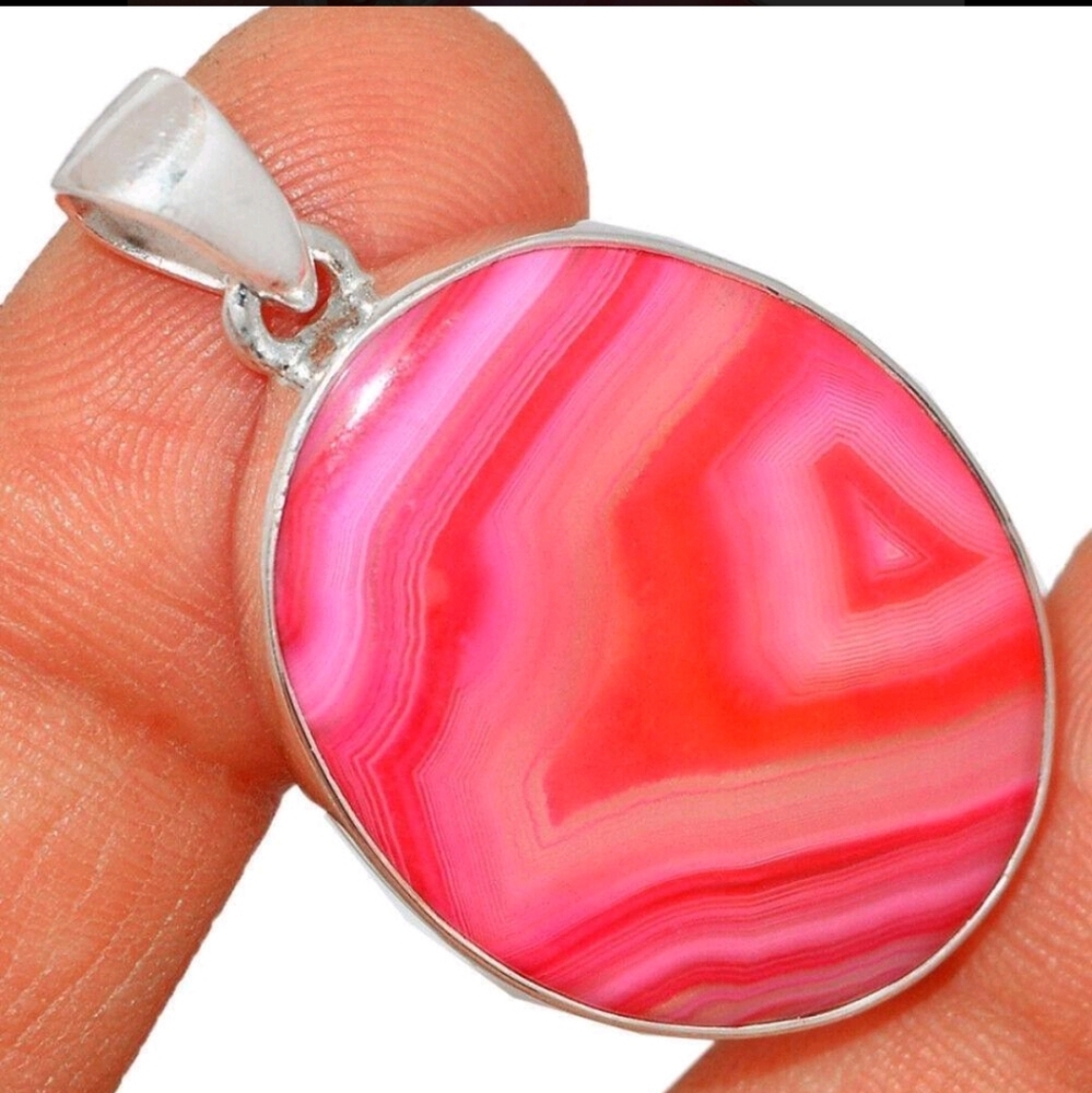 Agate Stone and Sterling Silver Pendant